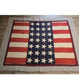 Vintage Tommy Hilfiger American Flag 85"×66" Quilted Blanket Quilt